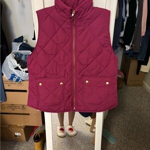 J. Crew Women's Quilted Vest - Burgundy